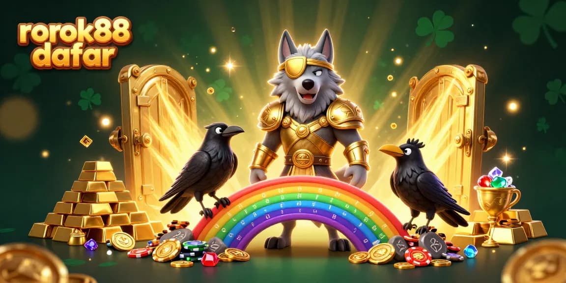 Play to win at rokok88 daftar with a captivating illustration of Odin, ravens, and casino treasures.