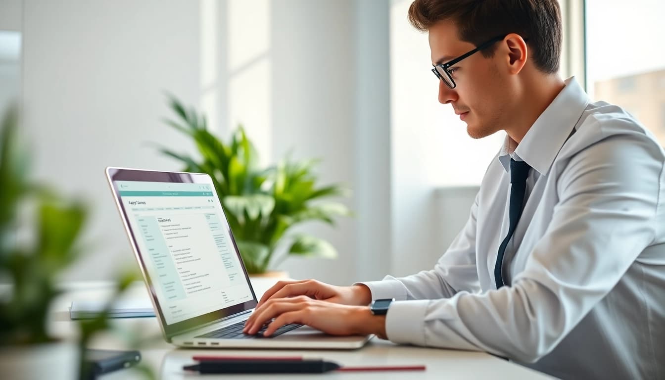 Complete your eta application uk efficiently with a focused individual at a well-organized desk.