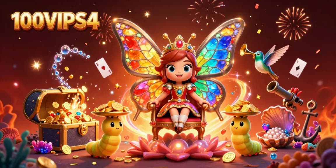 Engage with winning moments at 100VIPS4 in this vibrant casino-themed digital art illustration.