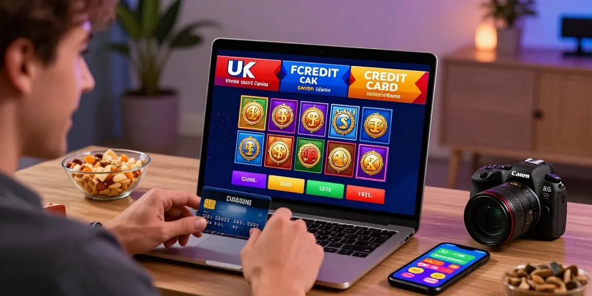 Player enjoying gameplay at online casinos that take credit cards, showcasing vibrant slot games and credit card readiness.