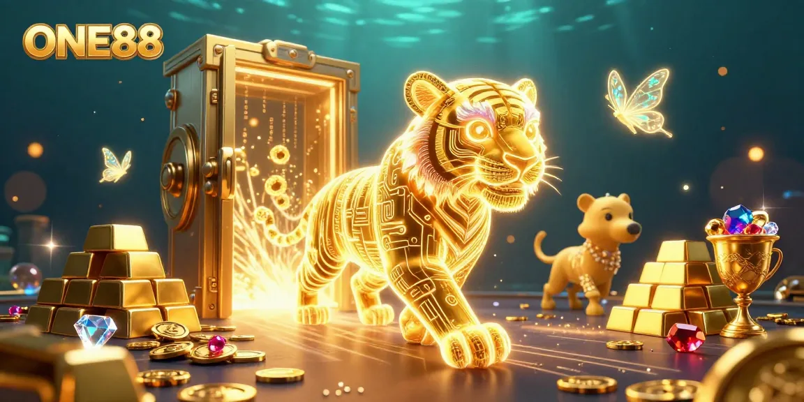 Experience the thrill and excitement of ONE88's vibrant casino landscapes with a dynamic cartoon scene.