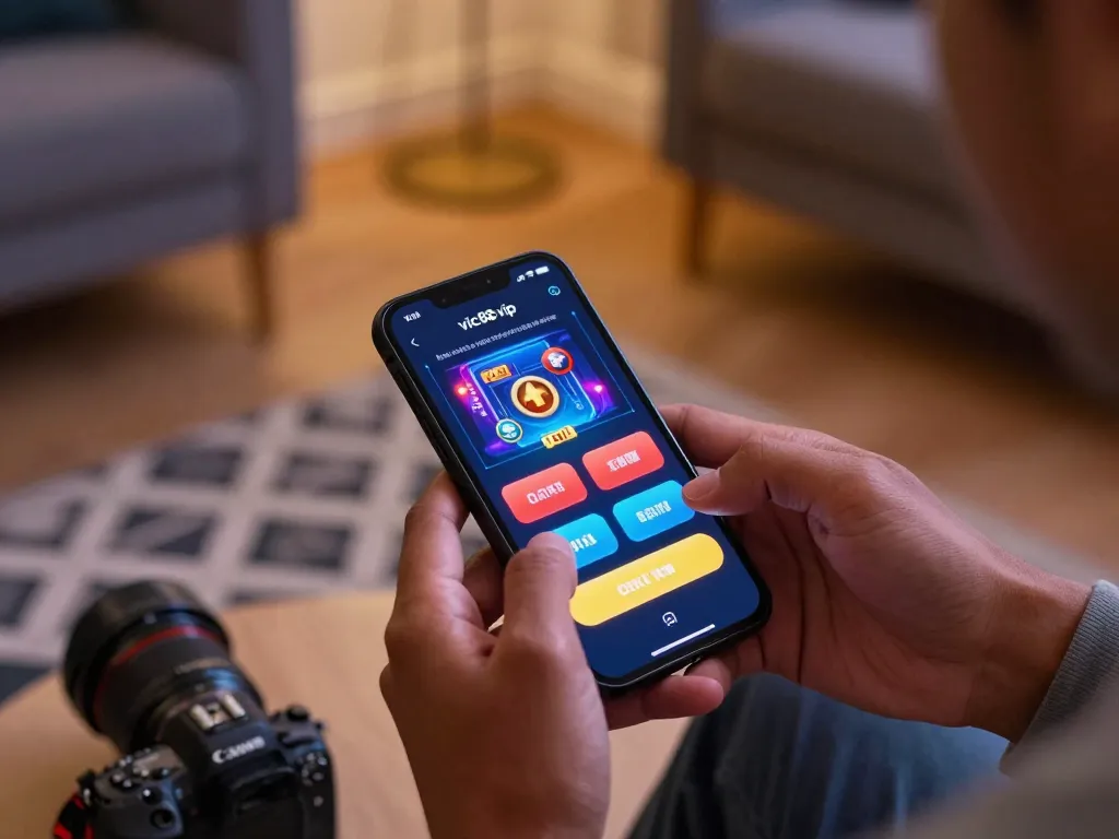 Engaging with the vic88 vip app on a smartphone during an exciting online gaming session.