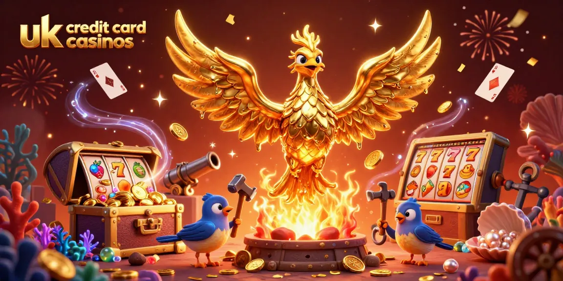 Experience thrilling gameplay at uk credit card casinos with vibrant golden phoenixes and dynamic casino elements.