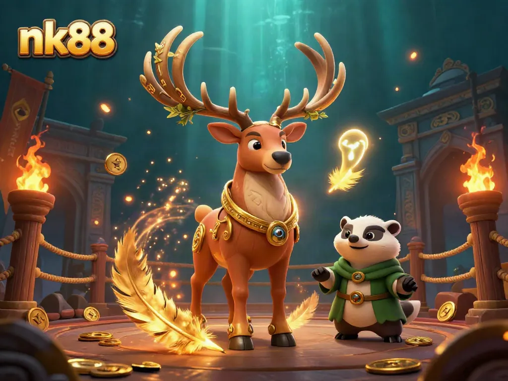 Engage in thrilling gameplay at nk88 with stunning visuals of characters amid vibrant casino elements.