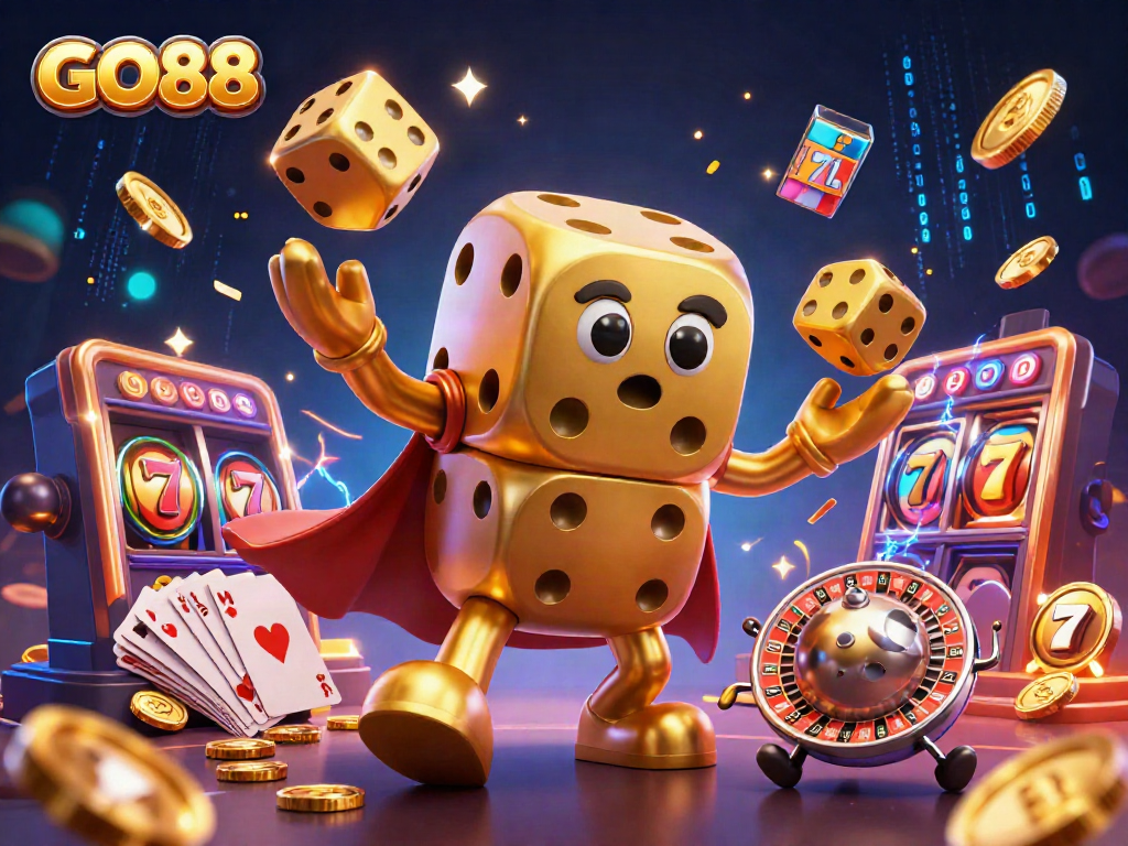 Reveal winning strategies with GO88 in this vibrant and engaging casino illustration.