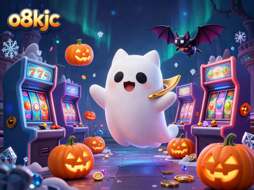 Engage with o8kjc's vibrant haunted casino scene featuring a ghost cat and vampire bat.