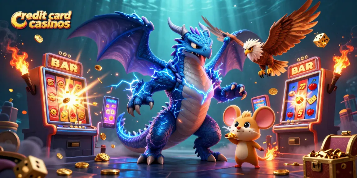 Engage with credit card casinos featuring a thunder dragon and vibrant gameplay elements.