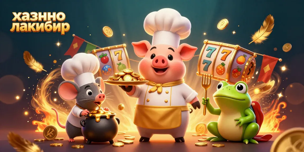 Engage with the excitement of казино лакибир, witnessing a chef pig serve gold coins in a vibrant 3D casino scene.