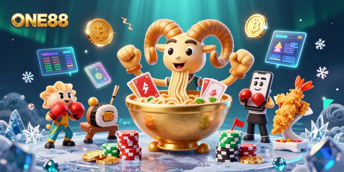 Engage with the dynamic scene of ONE88 featuring colorful characters in a vibrant casino world.