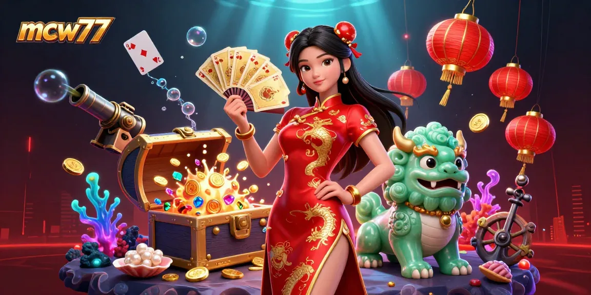 Experience thrilling gameplay at mcw77 with a vibrant illustration of casino action featuring dynamic characters.