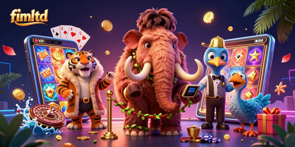 Experience the thrill of fimltd with our vibrant 3D casino scene featuring characters and exciting games.