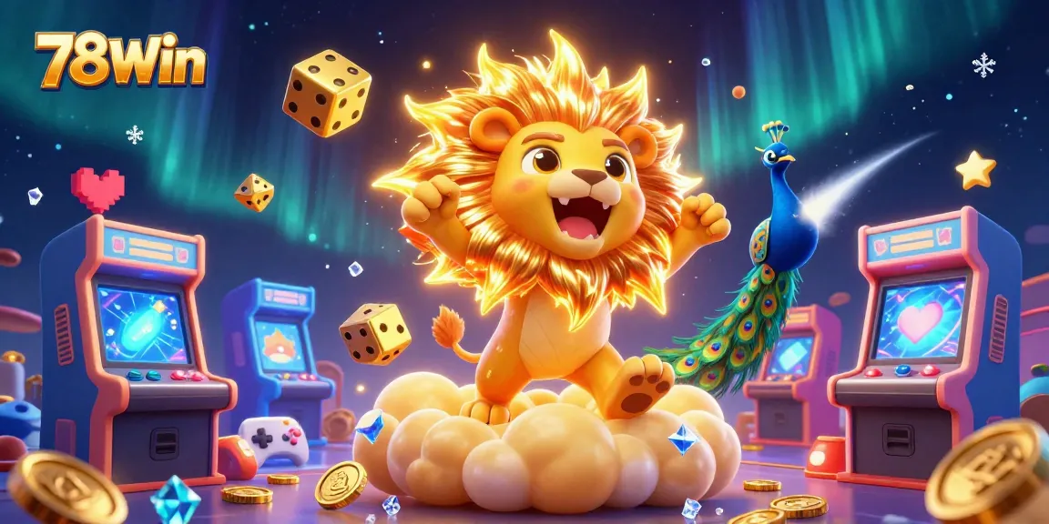 Engage in thrilling gameplay at 78Win with our vibrant casino scene and golden dice!