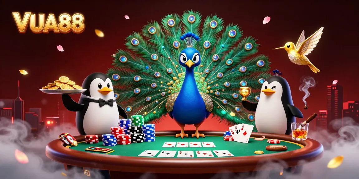 Join the excitement with VUA88 as a vibrant casino scene unfolds featuring captivating characters.
