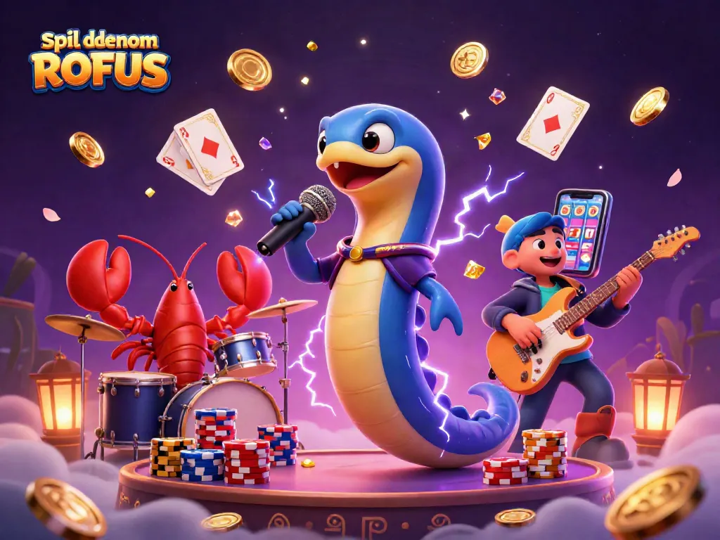 Experience exhilarating casino action with spil uden om ROFUS in this vibrant underwater illustration of gaming excitement.