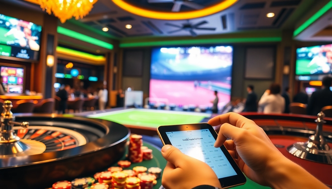 Engaging in trực tiếp bóng đá excitement with vibrant casino atmosphere and dynamic betting experience.