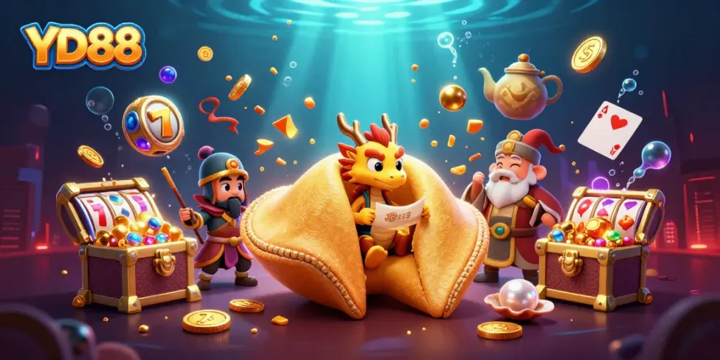 Experience thrilling wins at YD88 with vibrant slots, golden treasures, and magical dragon guardians.