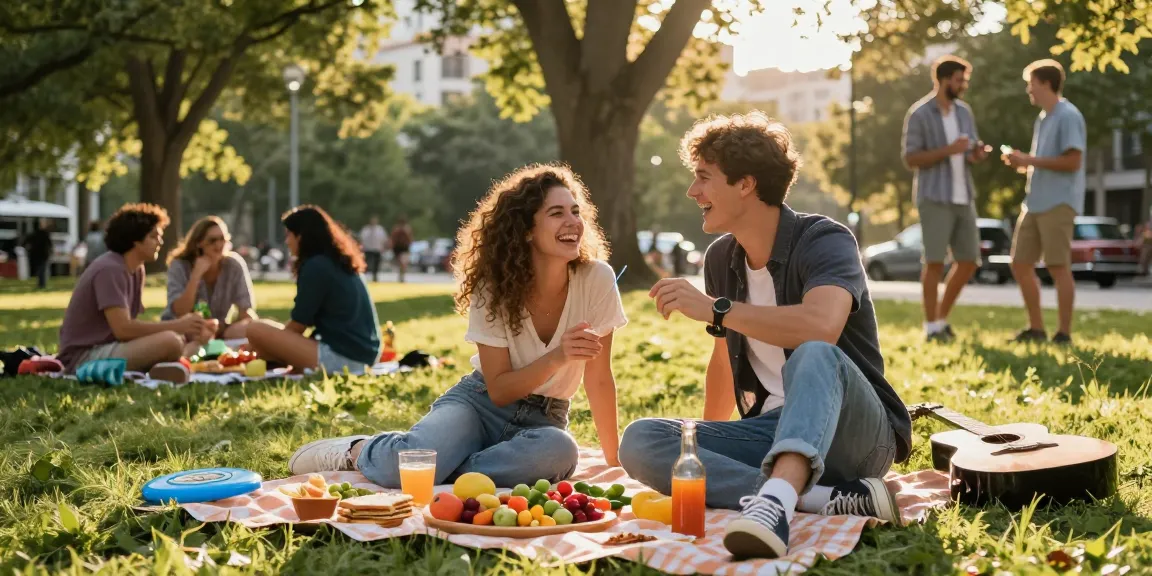 Two friends sharing a playful moment in a park, showcasing the essence of having a crush on someone.