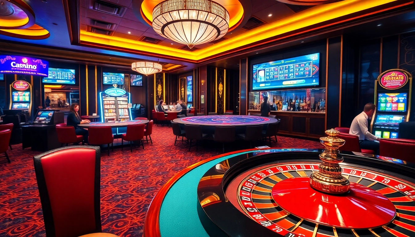 Enjoying a thrilling game at https://nohu90vn.net/ with vibrant lights and elegant casino décor.