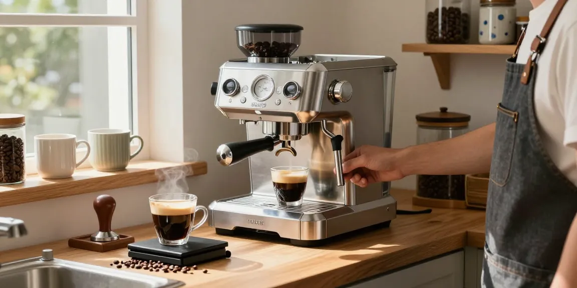 ROKOK88 Espresso Machine in a modern kitchen creating rich espresso with perfect crema.