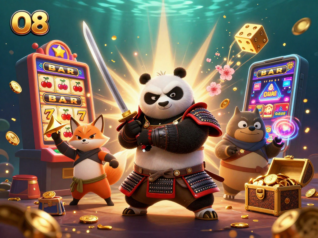 Experience thrilling jackpots and gaming fun with O8 at this dynamic casino-themed illustration.