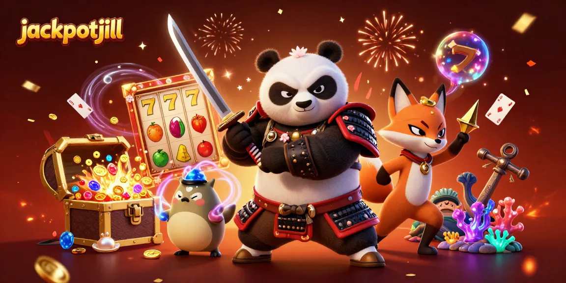 Engage in jackpotjill's thrilling casino adventure with dynamic characters and vibrant game elements in a magical scene.