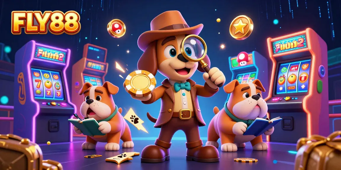 Engage in thrilling gaming action with FLY88's vibrant 3D illustration showcasing exciting casino elements and dynamic characters.