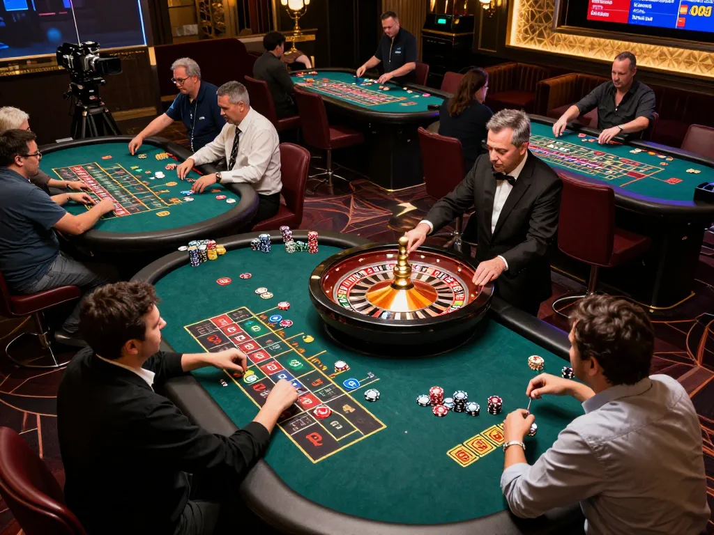 Excited players engaging in live roulette at thabete's high-stakes casino